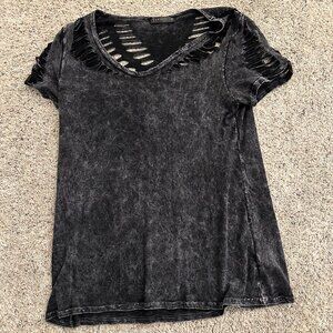 Gray tie dye distressed shirt